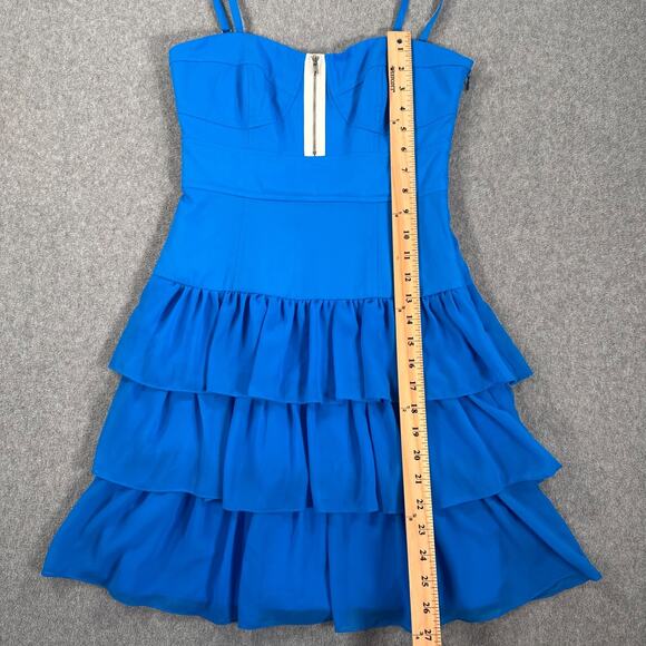 Walter by Walter Baker Blue Tiered Ruffle Mini Dress Size X-Small Bodice Top New - Picture 4 of 12